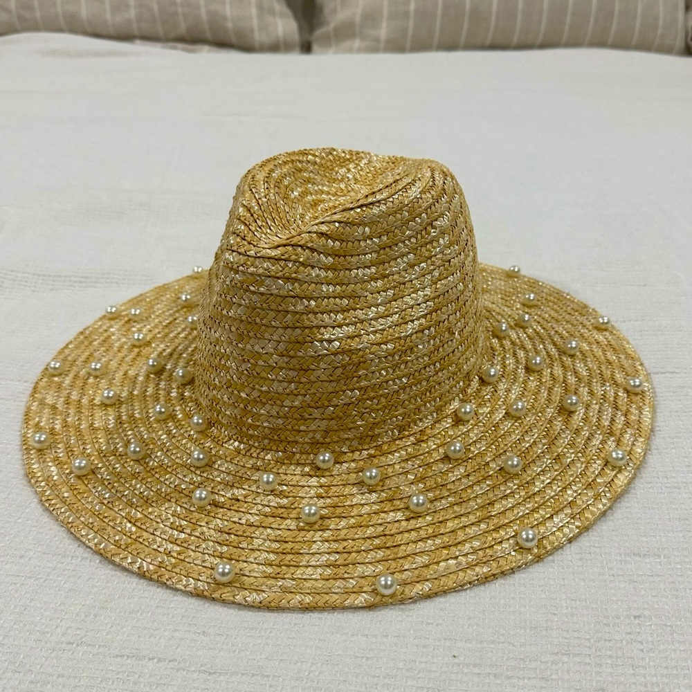 Pearl Fixed woven summer beach hat